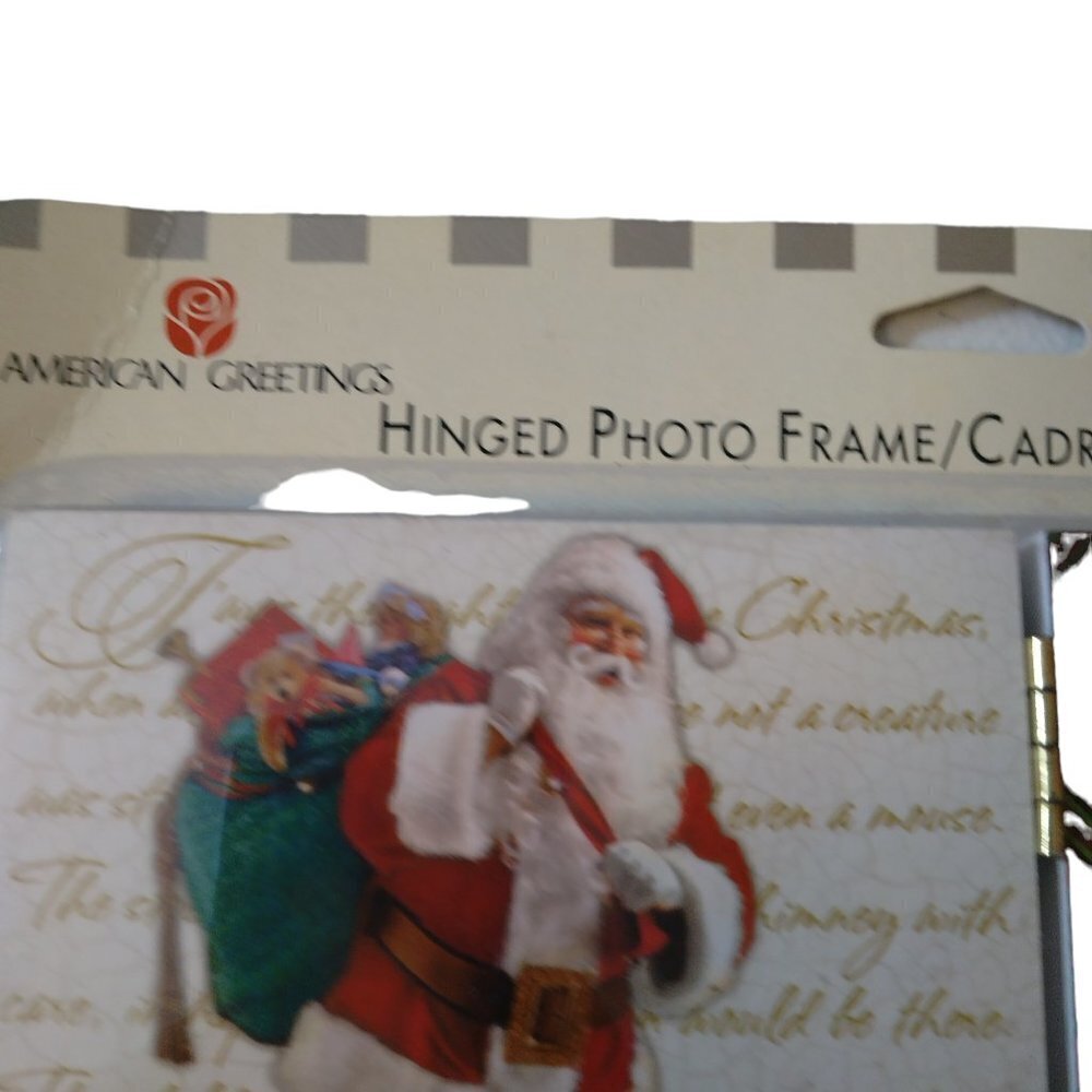 American Greetings Christmas Santa Hinged Wood Photo Frame With Santa New CB1 - Picture 2 of 6